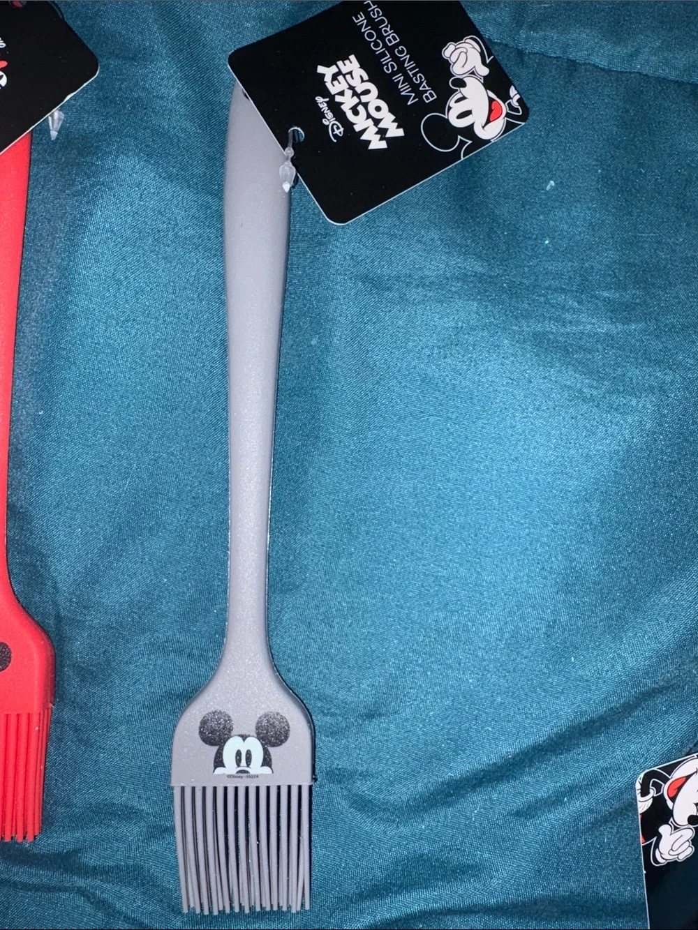 4 items Disney Minnie & Mickey Pink and Red Measuring Spoons w/ Silicone Brushes